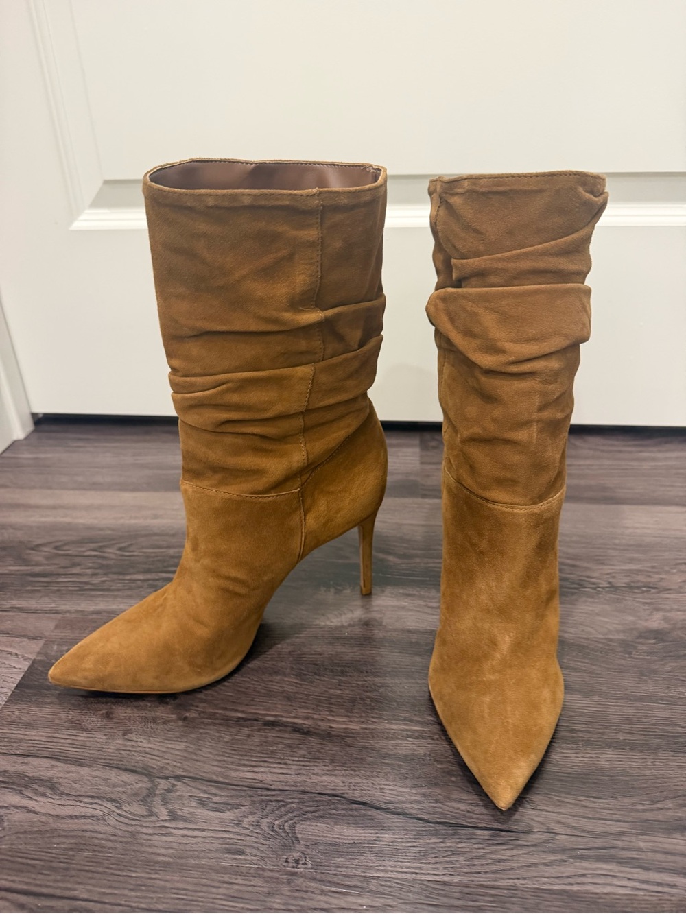 Schutz slouch suede stiletto boots 8.5 tan worn once